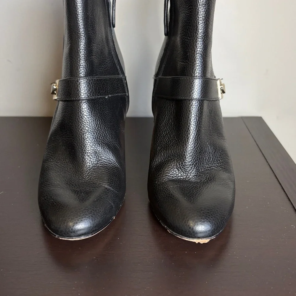 Kate Spade Thatcher Bootie Black Boot mini pebbled leather rounded closed toe 8